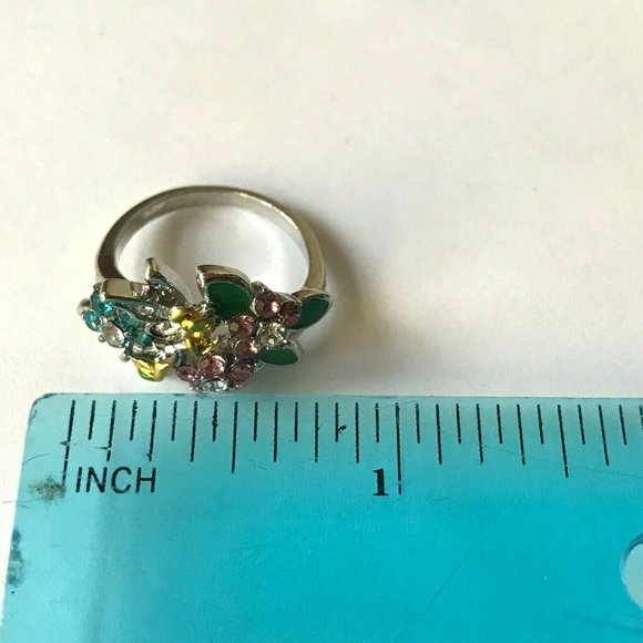 Disney Tinker Bell Ring Size 6 Crystal Enamel Tink Crystal - Picture 9 of 9